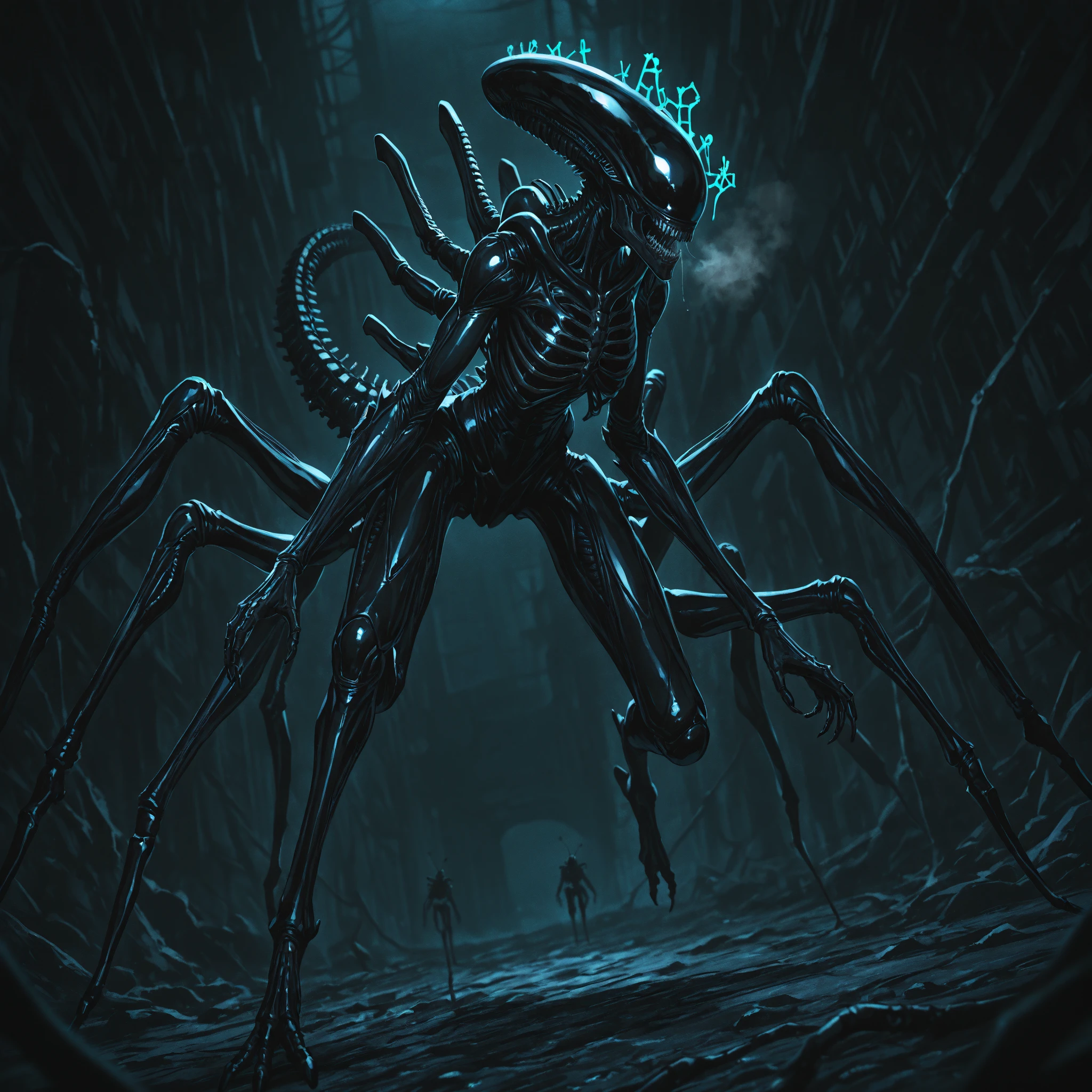 Inside the dark spaceship