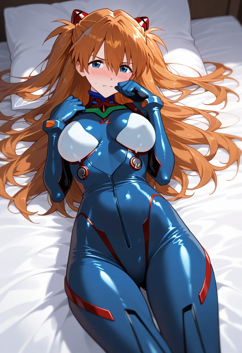 zavy-fzzgrfft, manga of Asuka Langley, dynamic lighting, dots, screentone, evangelion, cleavage, big breasts, thick thighs, standing, arms behind back, sitting, legs spread, big blue eyes, ulzzang, thigh highs,