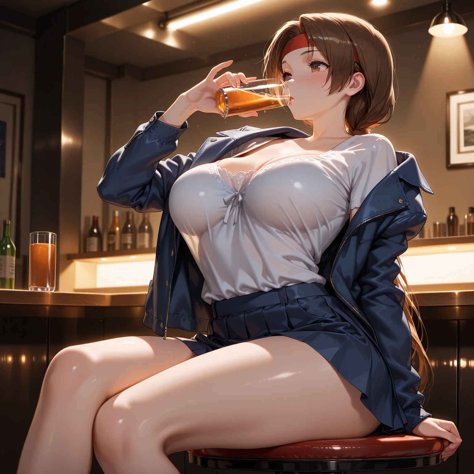 (((NSFW:1.5))),(((nude1.6))),(((1 person:2.0))),(((naked:1.5))),(((Wear a western belt:1.2))),((Put the watch on your wrist:1.2))),(((Showing cleavage))),(((Exposed thin inner thighs))),(((Small breasts:1.5))),(((nakedの腕))),(((Very short hair))),((Blushed:1.5)), Beautiful detailed girl, Very detailed目と顔, finelyてBeautiful Eyes, Very detailed, High resolution, highest quality, masterpiece, Very detailed, 8k wallpaper, wonderful, finely, highest quality,(Wooden wall facade:1.2),(Dark indoors:1.0),Beautiful Eyes,((Engage your audience:1.2)),,Above the knee shot,((Are standing:1.2)),(((Drunk face:1.5))),(((Drinking alcohol:1.2)))