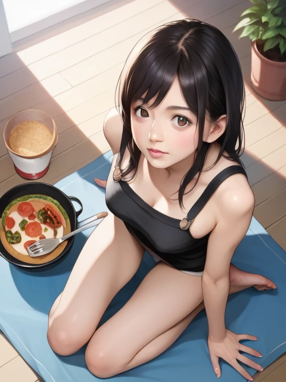 Girl in a micro bikini making tacos　　
