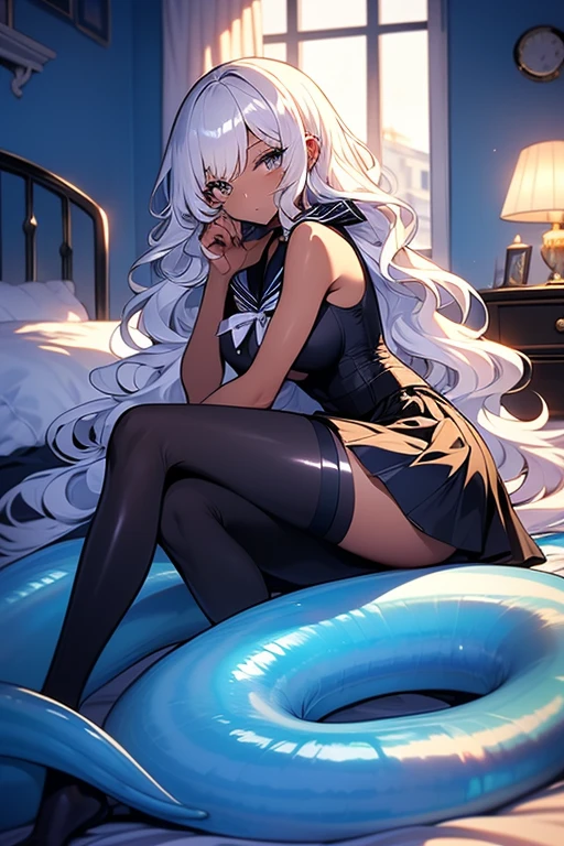 (Hand optimization),(Details are strengthened),(High Picture Quality),RAW photo , insanely detailed, highest quality, high resolution, solo,break、(contrast:1), full body、 Seen from directly above, lying in a field of flowers, back on the floor、Seductive pose、blue eyes、 (((white hair Beach waves hairstyle ))), (cosmetics), White effect, ((night)) 、 break、Vampire Castle, detailed background,, moon、 break、Antonio Riva dress:1.1,dress made of slightly transparent fabric:1.3、(extremely intricate:1.2), high fantasy, beautiful face, pointy ears, break,background, monochrome, greyscale, barefoot, break、outdoor