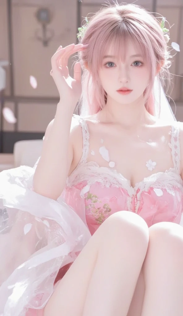 ruanyi0194-1,slingshot swimsuit,white thighhighs,hair ornament
ruanyi0194-2,wedding dress,white thighhighs,hair ornament,white dress (Full breasts,Visible cleavage), ((The bed is filled with flowers of various colors)),((Many flowers)), ((Lying down)), ((A beautiful woman lying on the bed)),Her body is slightly tilted to one side.。She made a gentle and playful skirt-lifting motion with one hand,Showing off sexy long legs,Sexy long legs,Very beautiful legs。Her expression is gentle and seductive, Soft light,Bright colors,Warm colors。The scene is realistic and detailed,Surrealism,8k,Super Detail,Ultra HD,masterpiece,Anatomically correct,best quality。make up、Open mouth、shy、blush、Tongue、Tongue、Bear face, shy的表情