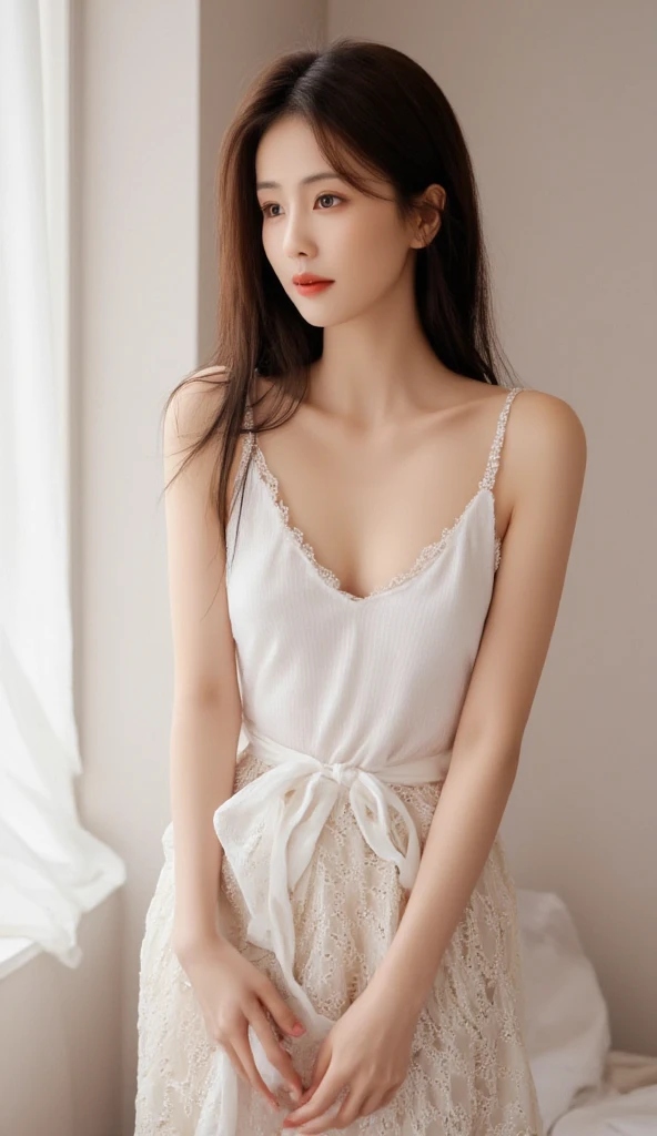 (high details:1.4)、(surrealism:1.4)、(soft lighting:1.05)、32,000、1 woman、realistic lighting、face lighting、ray tracing、(brightened light:1.2)、(improve quality:1.4)、(Realistic textured skin of the highest quality:1.4)、original photo, lifelike, full body woman love, bed, soggy, big bust, stylish hairstyle, pale skin, black eye, pink lips, (Beloved), (:1.1), ~Through, detailed background, detailed face, delicate eyes, good hair, Anatomically correct body, elastic skin, make up, masterpiece