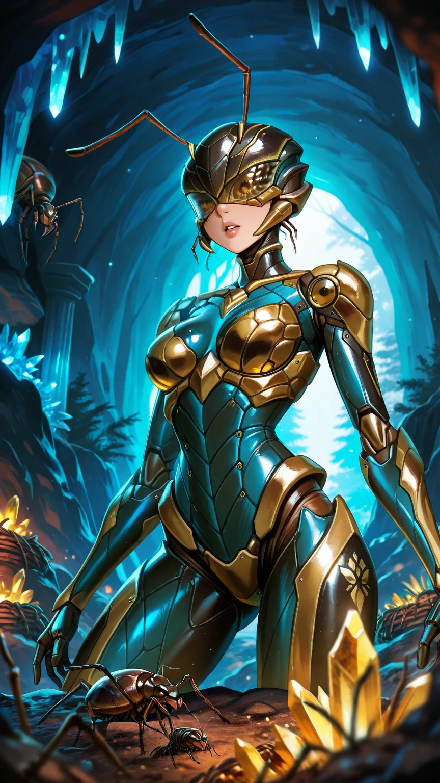 Masterpiece, Female Mecha Warrior under water, full body shot