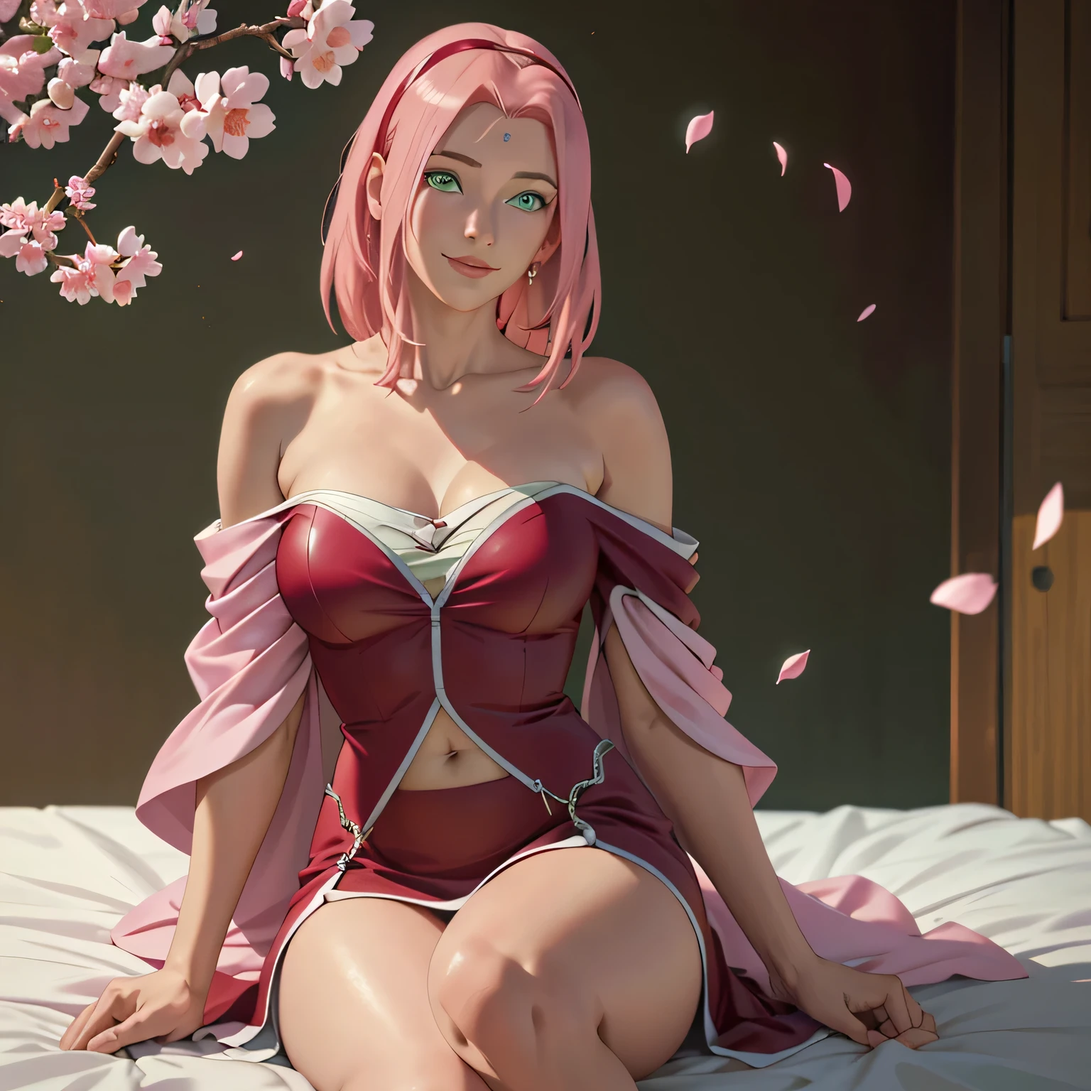 Sakura de naruto  desnuda con postura sensual y con cuerpo perfecto