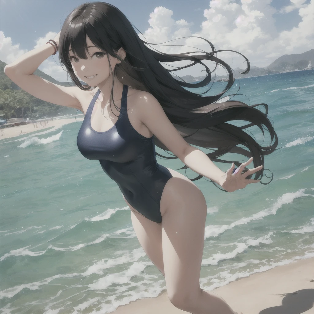 # Prompt for SeaArt

Create an anime-style illustration of a girl with the following characteristics:
- Wearing a black bikini
- Long black hair
- Blue eyes
- Energetic and smiling
- Running towards the viewer

Background:
- A sunny beach during the day

Art style:
- Bright and colorful anime style with emphasis on the character's expression and movement