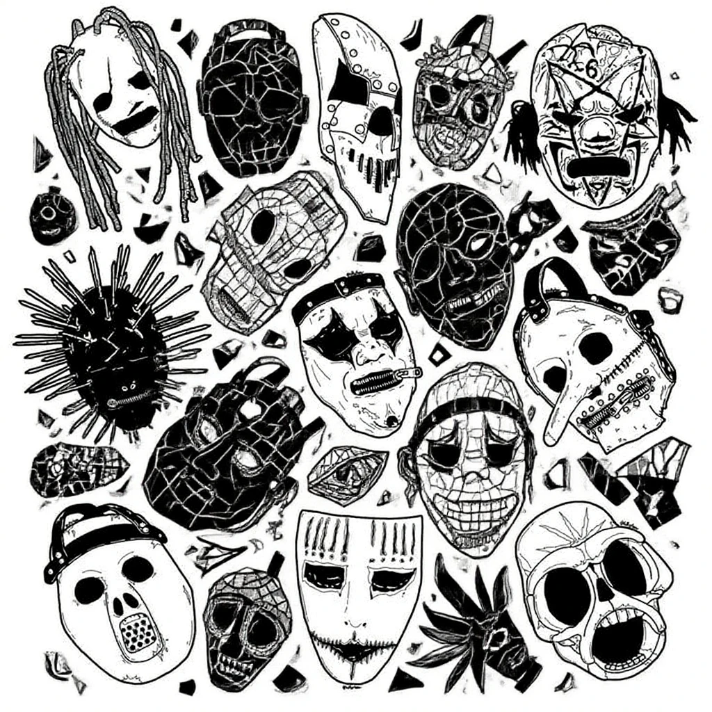 Black and White,Monochrome,Cartoon,Funny,Skull,skull,An illustration,simple,animation,Funk,White background,White back