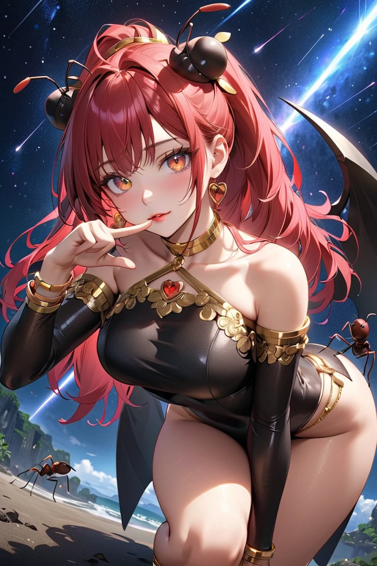 (Best quality:1.1), (Masterpiece:1.4), (Style MHA), (Illustration fantastique:1.2), dutch angle, 1fille, ((enfant)), seulement, (diable:1.3),scarlet red hair, golden yellow eyes, Sourire coquin, look coquin, Huge massive chest, Sinueuse, thick, (volcan:1.3), lave, Roche en fusion, montagne, (pleine lune:0.35), (Enfer:1.3) (Fiery background:0.5), (dramatic lighting:1.2), Nuages sombres, cleavage cutout, gros seins, fishing net, Demons flying through