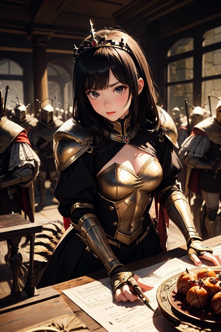 <lora:CM-Beautiful_armor:0.8>CM-Beautiful_armor,armor,   shield, shoulder_armor,crownweaponsword
//
(((half bodydynamic pose,War backgroundcastlewar,battlefield, lying,lace   ))),
//
(ulzzang-6500-v1.1:0.8),(raw photo:1.2),((photorealistic:1.4)),(upper body),best quality ,masterpiece, an extremely delicate and beautiful, extremely detailed ,CG ,unity ,8k wallpaper, Amazing, finely detail, masterpiece,best quality,official art,extremely detailed CG unity 8k wallpaper,absurdres, incredibly absurdres, huge filesize, ultra-detailed, highres, extremely detailed,beautiful detailed girl, extremely detailed eyes and face, beautiful detailed eyes,light on face,cinematic lighting,  hyper detailed,lens flare,glow effect, depth of field,
//
(3girls,multiple girls,group picture,lineup,harem,sitting)
//
<lora:fashionGirl_v45:0.3> <lora:lit:0.4> <lora:MultipleGirlsGroup:1>
