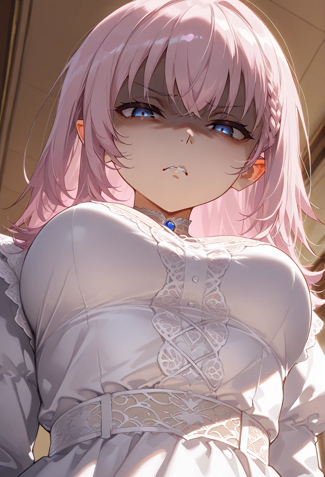 A lot of tissue paper is scattered on the tatami mat. very large chest Extremely distended chest huge chest bulge A composition that shows the whole body Dim pink room Japan tatami room Japanese-style room Dirty room There is a lot of garbage scattered around Very dirty blanket Lying on the futon Scattered tissue paper Scattered pink magazines nn11 girl, Hair Ribbon, Long Hair, smile, Denim shorts, Big Breasts university student Age: 20 Illustrated style Anime Style Frown Narrow Mouth Small lips Smile Sleepy eyes Eyes half closed Very short stature Baby Face beautiful girl Very cute clothes cheeks pink Blonde Long Hair Super Curly Hair Super long sideburns 濡れて透けたSee-throughの衣服 Wet and sheer sailor suit Hair band Wet and transparent very long shocking pink silk skirt Wet and transparent pearl white silk tights Wet and transparent pearl white silk innerwear Metallic luster A large amount of hot pink silk ribbons are sewn into the clothes Soaked in the rain 濡れて透けたパールホワイトSuper Long Silk Gloves 濡れて透けたDetailed embroideryが縫われたショッキングピンクシルクパンティストッキング silk garter belt Pitiful clear Big eyes Droopy eyes Shocking Pink Rouge Super long white leather boots Wet and see-through white silk bodysuit See-through Clothes that are see-through from the rain Clothes are wet with sweat and transparent A large amount of sweat is dripping from his forehead sunset Orange Room, small amount of rolled up tissue paper, Used crumpled small tissue paper, There are lots of crumpled dirty small tissues lying on the ground, Several small rolled up pieces of used tissue paper are lying around Heavy sweat on face,cold sweat,Sweat dripping from my forehead,Tears dripping from the edges of the mouth, Sitting on a dirty bed, A dirty futon with brown spots Dirty and old tatami mats ,tatami room, A lot of rolled up tissue paper , Garbage is very scattered, Very dirty bed, A room full of scattered rolled up trash, Scared I am going to cry Embarrassing 服がはち切れそうなBig Breasts very large chest Extremely distended chest huge chest bulge Dimly lit room Sleeping on a tatami mat Scattered tissue paper Cute long sleeve sailor uniform with lots of frills sewn into the clothes Fine frill belly long skirt high school student Illustrated style Anime Style Frown Narrow Mouth Small lips Frightened face Baby Face beautiful girl Very cute clothes cheeks pink Long blonde hair Super Curly Hair Super long sideburns Clothes made of rubber material Gothic White Lolita Clothing Hair band Wet and transparent very long shocking pink silk skirt Pearl white silk knee socks Wearing a cute bra under her sailor uniform A lot of sailor ribbons Super Long Silk Gloves Detailed embroidery Big eyes Hanging eyes Hard eyes