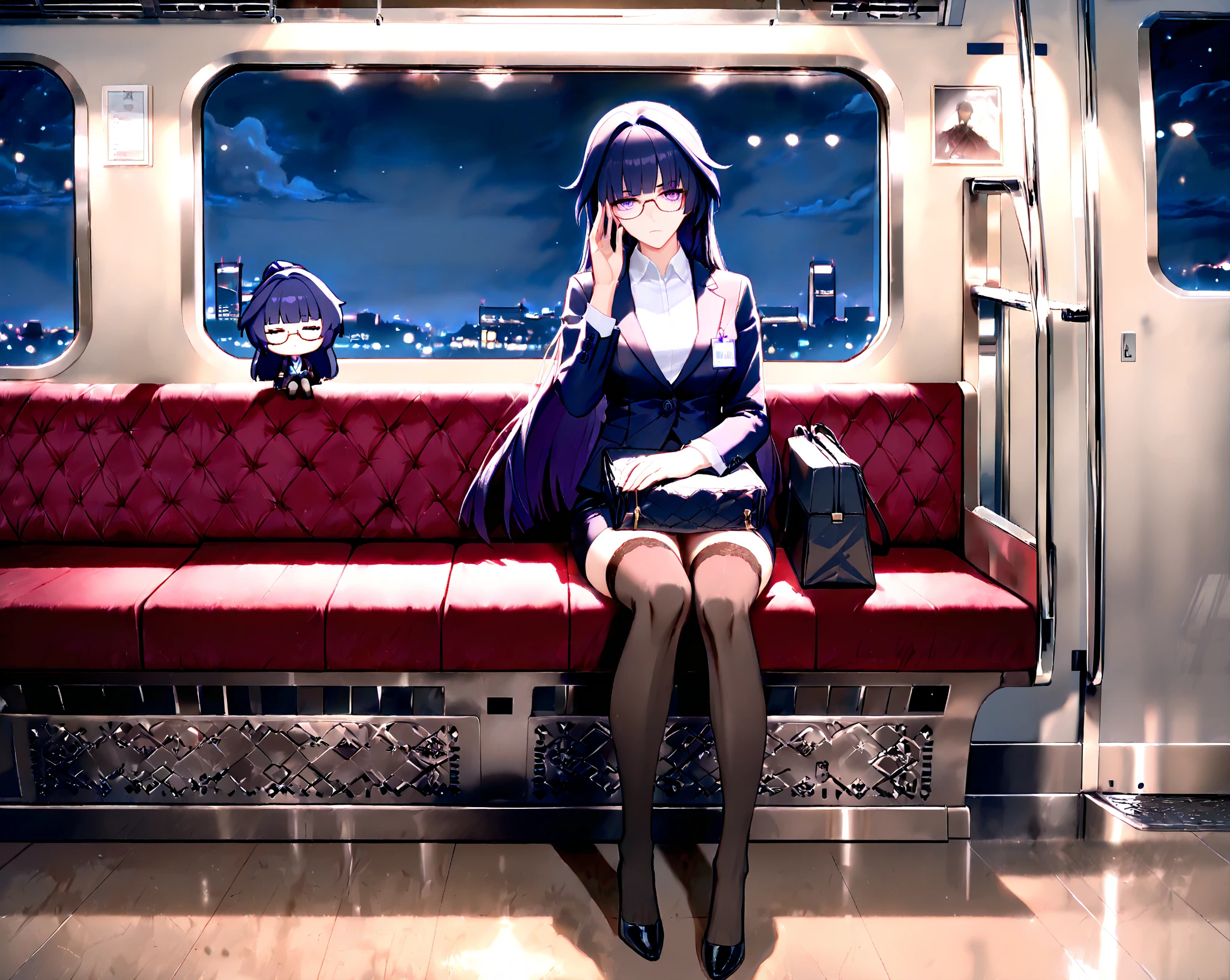Dragon personification Wearing a cabin attendant uniform Wearing fishnet stockings eye glasses pluma taking a photo with camera flying next to the plane