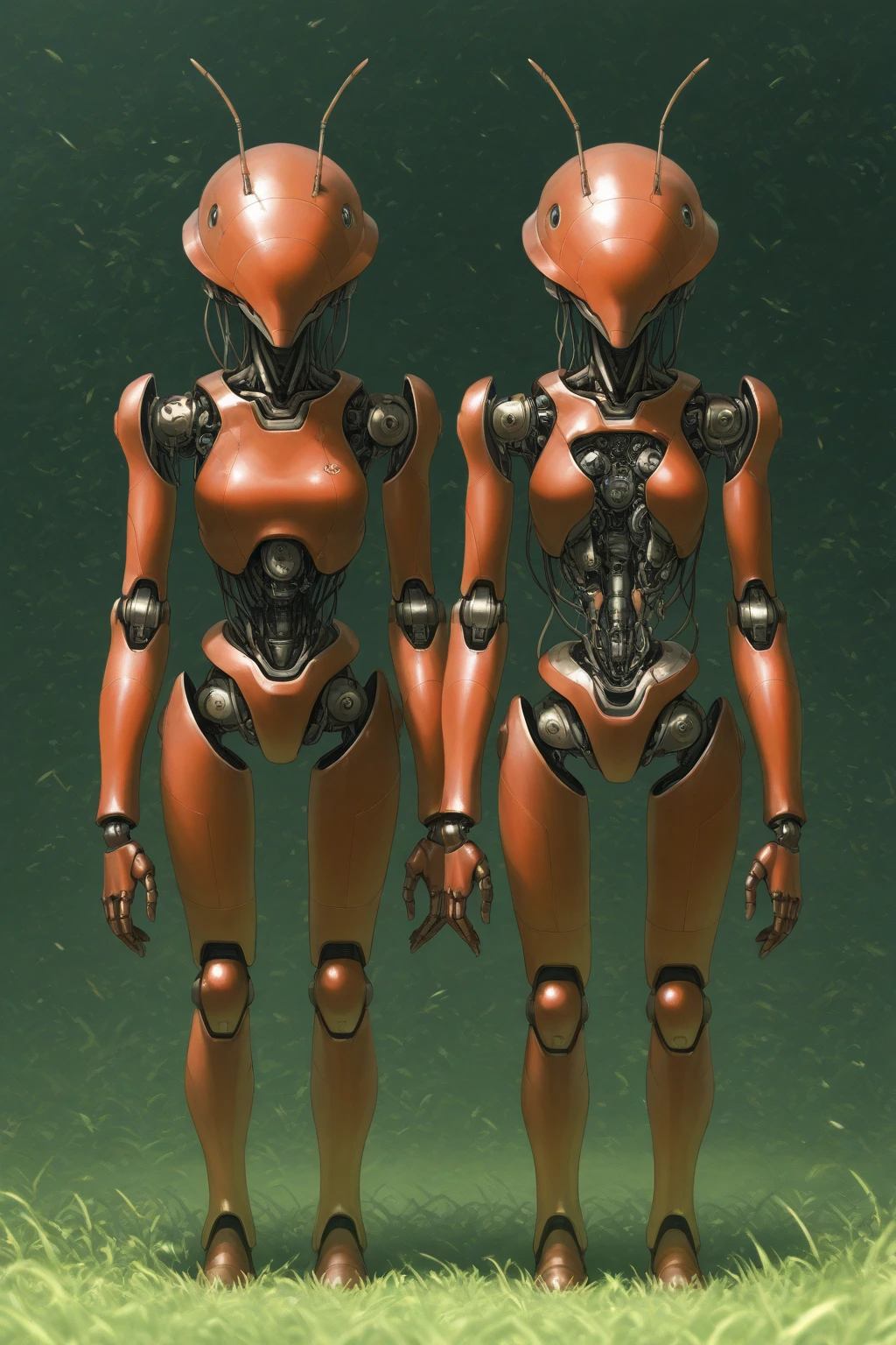 (((Masterpiece))), (high quality), one beautiful alien girl, 15 years old,(A gray type alien girl is standing backwards:1.5),(5 heads,Back view,Plain background:1.5),(5 heads、Girl、five-headed body:1.5)