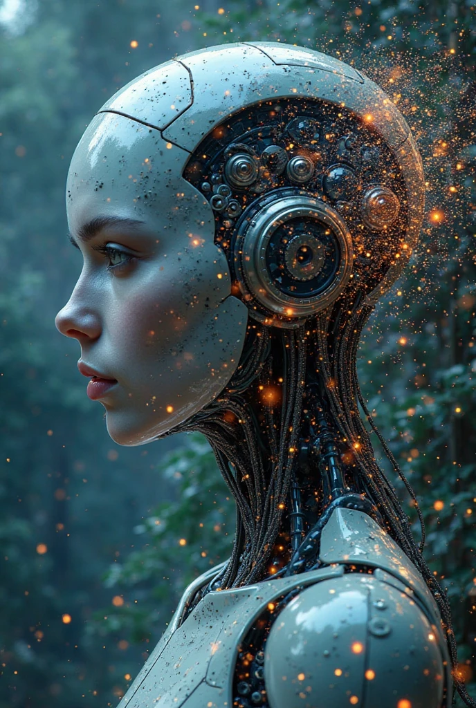 Generate a concept in AI，AI，Reach out，Half Body，Surreal，