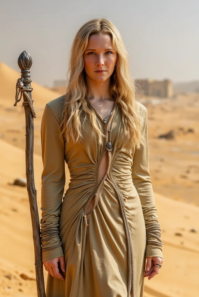 (sag)(Cate Blanchett, age 25, age 25, British Expedition hat on ground, Sheer white top torn open, Sheer green dress torn open, no underwear, tablet on ground, recoiling in fear, battered and bruised), desert ruins with hieroglyphs, a lesbian mummy (gorgeous female stripper covered in glyph tattoos and dingy bandage)

