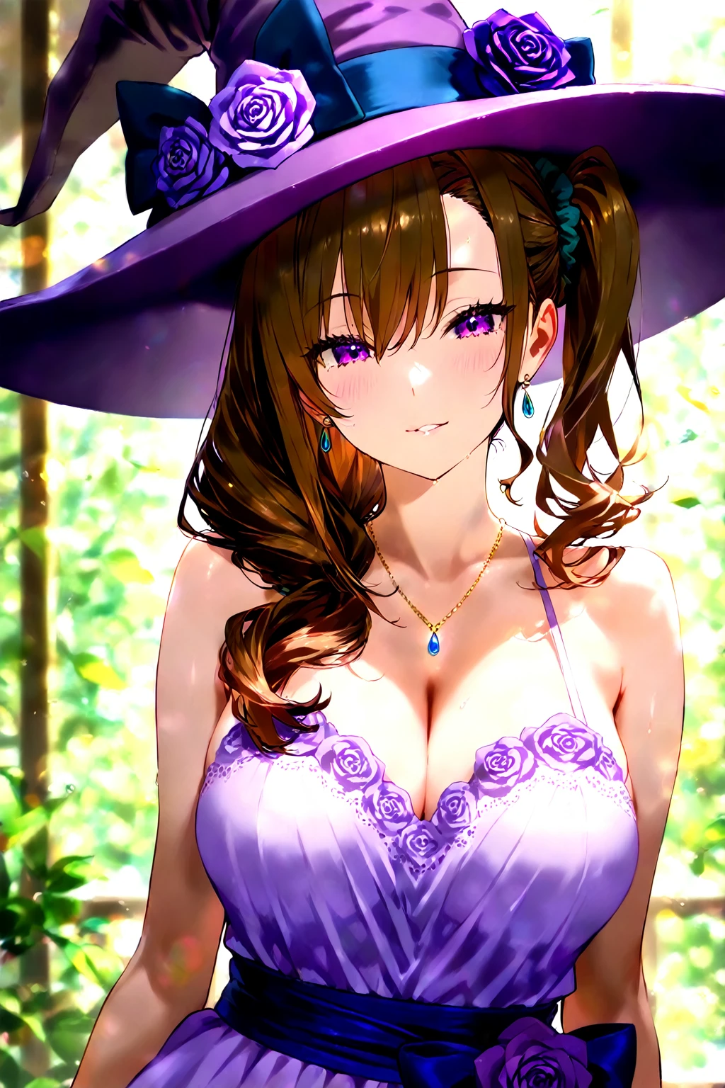 ((Tabletop, highest quality, High resolution, , Pixel Perfect, 4K, ))), Beautiful woman,, alone, beauty、The whole body is visible、 (((Sexy Witch Cosplay), Long dark blonde wavy hair、Off-the-shoulder jacket, Dark blue flared skirt、Witch Hat、, bangs, )), ((Brown eyes, Beautiful eyelashes, Realistic eyes)), ((Detailed face, Blushing:1.2)), ((Smooth texture:0.75, Realistic texture:0.65, Realistic:1.1, Anime CG Style)), Center of chest, Dynamic Angle, Perfect body, ((,)), Leaning forward、、、Very embarrassing panic smile, 、Castle Town Square、(The wind flipped up her skirt, Pink lace panties are in full view、、、、、)、Angle from below