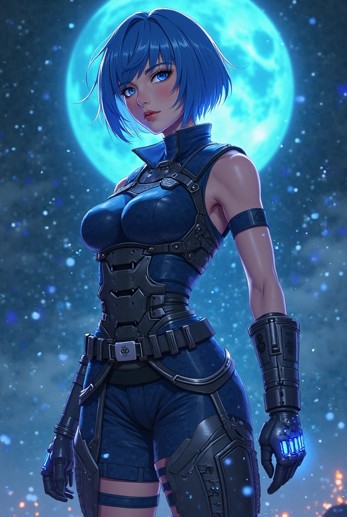 aqua \(kingdom hearts\), 1girl, absurdres, nomura tetsuya, realistic, anime, caucasian, close up, masterpiece, blue eyes, blue hair, chest strap, elbow gloves, gloves, highres, (skirt), (kingdom hearts), looking at viewer, gaping mouth, solo, night, starry sky, wide sleeves, huge breasts, detatched sleeves, black shorts , fingerless gloves, dark background, (thighhighs), darkness, big boulder shoulders, defined abs, washboard abs, huge biceps, (face like nigri), pureerosface_v1, missymuscle-8100<lora:aqua:0.60> <lora:nomura_tetsuya:0.6> <lora:beautifulDetailedEyes_v10:.6>3d <lora:hipoly3DModelLora_v10:.2>