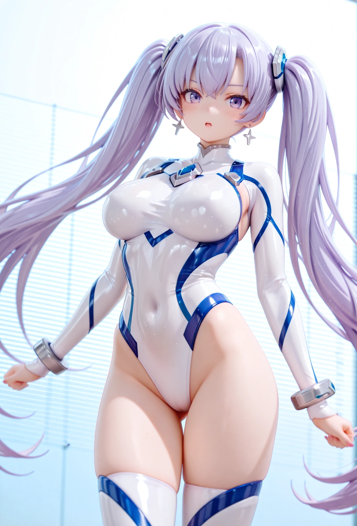Highest quality、super high quality、16K, Breast size is random、topless、Nipples、Facial expressions are random、The location is a circuit、 Hair color is silver hair、Pose is sitting on a chair、The distance is random、The angle is from the side、Small face、Very delicate facial expressions、Delicate eye depiction、Highly detailed hair、Erotic、18-year-old female、Glowing Skin、Soft Skin、The only sexy Japanese woman、Race queen outfit random、