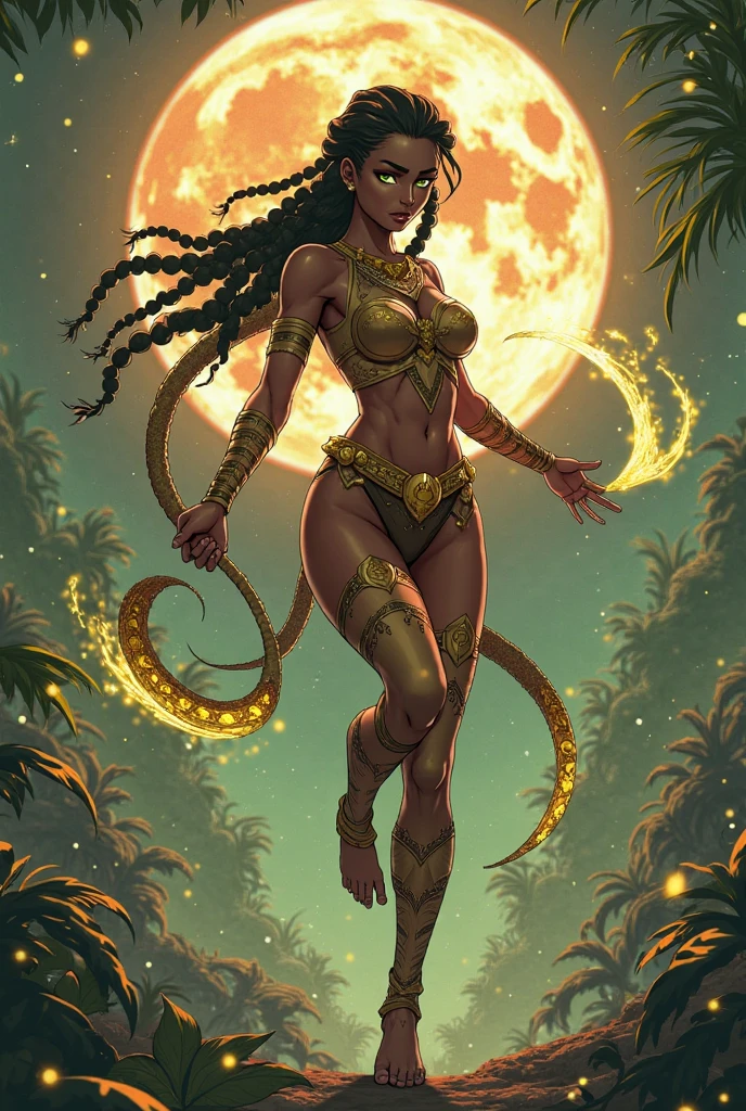 In a dimension where stars collide, the legendary serpent Orochi emerges as the embodiment of the heavenly fury. Your body is a symphony of radiant colors, refletindo o nascimento das estrelas. His eyes glow with cosmic fire and tendrils of energy form an arc around his form like an ethereal ray. The presence of the serpent inspires fear and awe, for it harnesses the power of the cosmos itself. In the midst of a cosmic maelstrom, where spiral galaxies and stars explode, a serpente reina suprema, epics, Cataclysmic and transcendent, Evoking the power of heavenly forces. Estilo: Ultra-realistic digital painting with intricate details and dynamic color interaction. Execution: Renderizada em estilo hiper-realista, Using Advanced Digital Techniques to Capture the Complex Interstellar Environment and Celestial Energy of the Serpent, Three women in bikini and tie posing for photo, epics 3 d oshun, Estilo afrofuturismo, Realistic bikini, Afrofuturista, afro - estilo futurista, anime afrofuturismo |, Futurismo Afro, Anime estilo 3D, deviantart artstation cgscosiety, Afro Futurista, 3 d render stylized, Cores da Jamaica, epics 3 d yemaya, Woman in Afrofuturist bikini posing for photo, wearing two - piece swimsuit, pele escura, mulher negra, full body shot in bikini, Rainha africanoa, corpo grande, de pele escura, bikini model, swimsuit model, is wearing a swimsuit, africano, thicc, mulher africanoa, mulher jovem negra, Jamaican vibe, marrom, afro, Bold graphic illustration, Tattoos of bright constellations, fantasia sombria, , luzes escuras, pesadelo, noite estrelada, arte splash, fotografia, 8k, filmed on Canon 1DX camera, lenta 50 mm f/2.8, raw bright constellations on your skin and face, Mortal, totalmente tatuagens brilhantes, constellations, expression