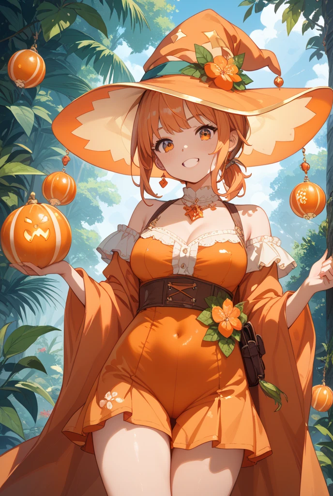best quality, (masterpiece:1.3), absurdres, highres,16k, ultra high res, official art, illustration,extremely detailed, 1girl, solo, full body, 20yo,
delicate lines tailed face, (medium hair:1.5), (beautiful orange hair:1.2), (shiny hair:1.2), (beautiful black eyes:1.2), (shiny eyes:1.2), (large breasts), (gleaming skin:1.4),
(cowboy shot:1.5), (from front),
standing, ((Cast a spell)), serious, open mouth, ((fire magic))
( orange witch robe (closed front):1.2), (orange witch hat:1.2), (fire witch staff:1.2), (fantasy)