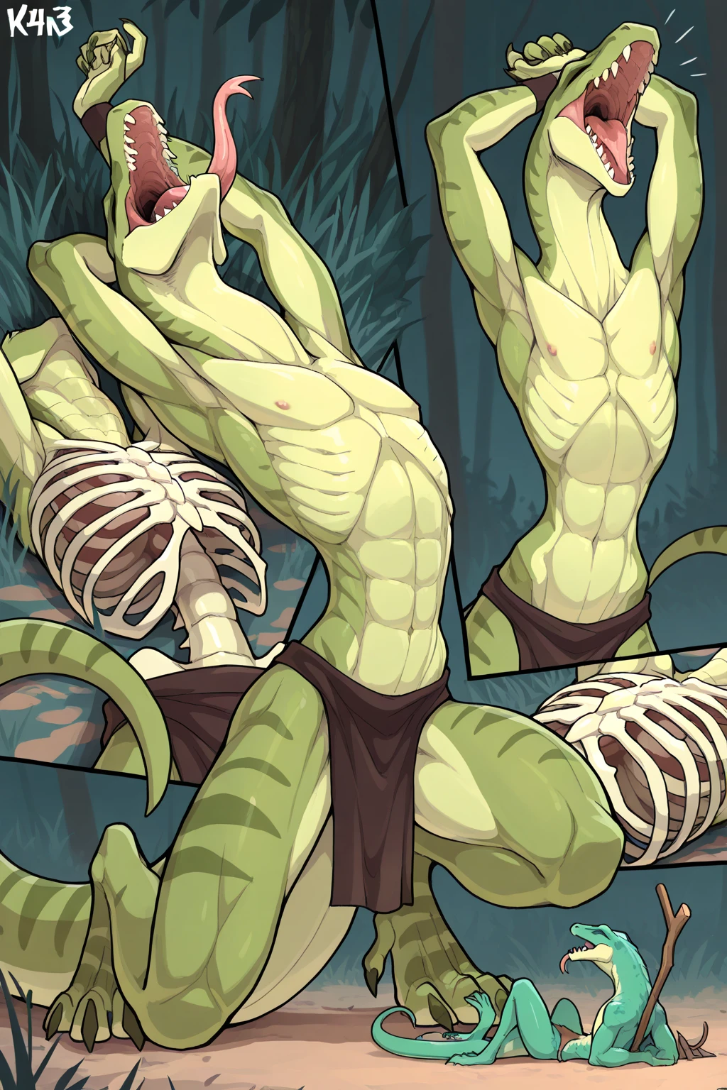 Furry、((Cat Boy))、Bound by plant tentacles、Spreading both limbs、in the forest、Troubled face、((My dick is being blown、))、Milking、Tangled ivy、Nipples、Being fellated by a cannibal flower