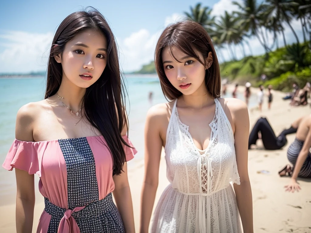 Beautuful Women，rnlong hair，flower  sea，k hd
