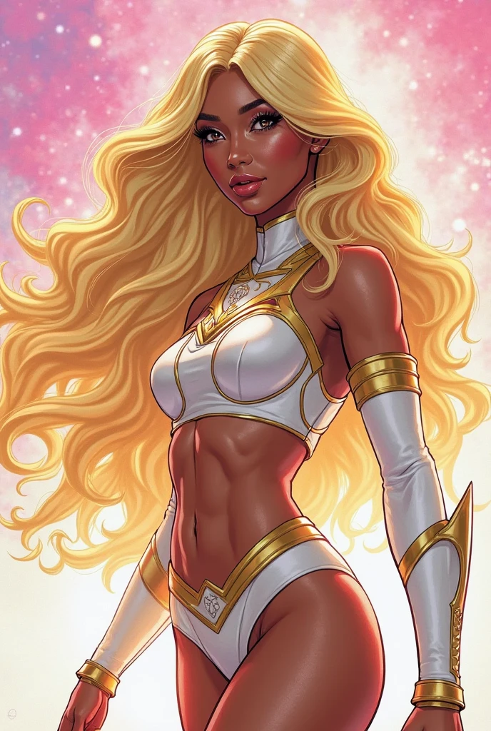 realistic, solo, indian ifbb, (shiny plastic gold bikini), white hair, dark skinned, thick lips, night, ruin cyber palace, view