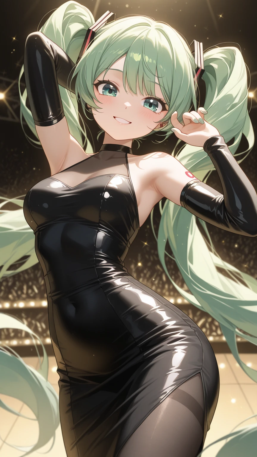 detailed illustration, dynamic angle, ultra-detailed, illustration, 1girl, medium breasts, cleavage, black clubbing dress, green eyes, pony girl, anthropomorphic pony
