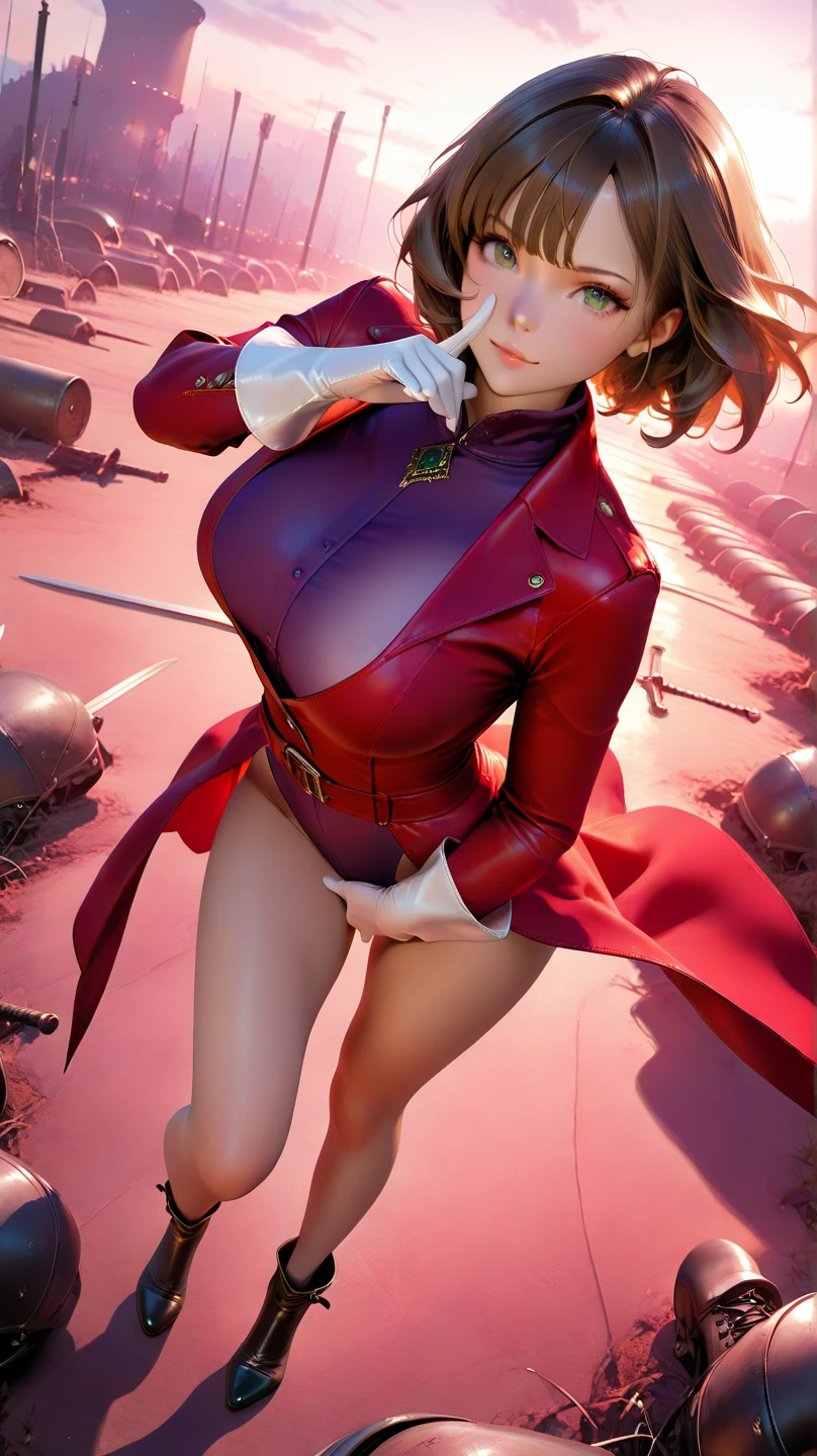 gwen tennyson,1 chica,tracer,rebecca cameras,mai shiranui,uniforme militar,Japan,kimono,armadura de acero,23 years,ojos verdes,liguero, botas altas de muslo,cabello corto,pelo naranja,luz de la luna,Flor de cerezo,shy smile,top a rayas blancas,falda ajustada,pecas,pelirrojo,hermosa chica,pechos grandes,ultra detallado,realista,bufanda piloto, volteada de espalda y sin ninguna ropa