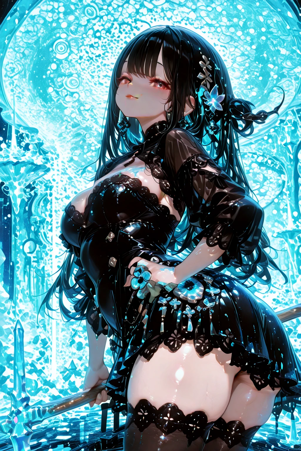 (lace, lace-trim, white elbow gloves, white bow bra, white thighhighs, bare shoulders, thighs, underwear only, bow panties, white choker, g-string, thong:1.4), cleavage, (orange eyes, long white hair, swept bangs, messy hair:1.4), (pink lips, hair flower, pink flower, makeup:1.2), 1girl, thigh gap, ((outdoors, hills, grass, leaves, blue sky, sun, flowers)), (arms by side1.2), (((white garter straps, white garter belt:1.2))), (white skin), deep shadow, award winning photo, best quality, masterpiece, woman, freckled face, by Antonio J. Manzanedo, by lee jeffries nikon d850 film stock photograph 4 kodak portra 400 camera f1.6 lens rich colors hyper realistic lifelike texture dramatic lighting unreal engine trending on artstation cinestill 800, fisheye lens, Style-Kilt