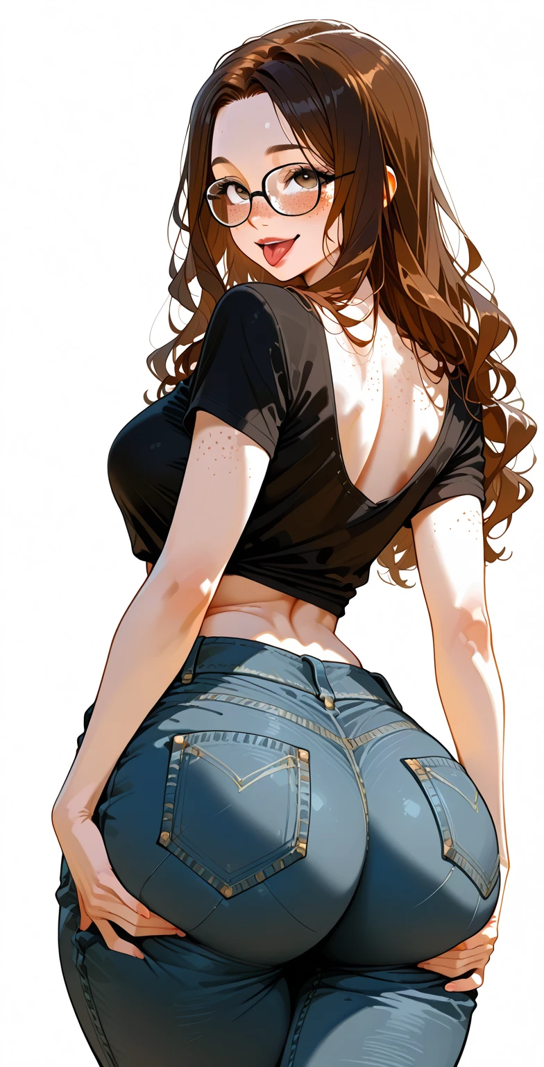 (masterpiece, best quality), 1girl, beautiful face,   Rias gremory, tight clothes, big breasts, big ass, black full shirt,jeans