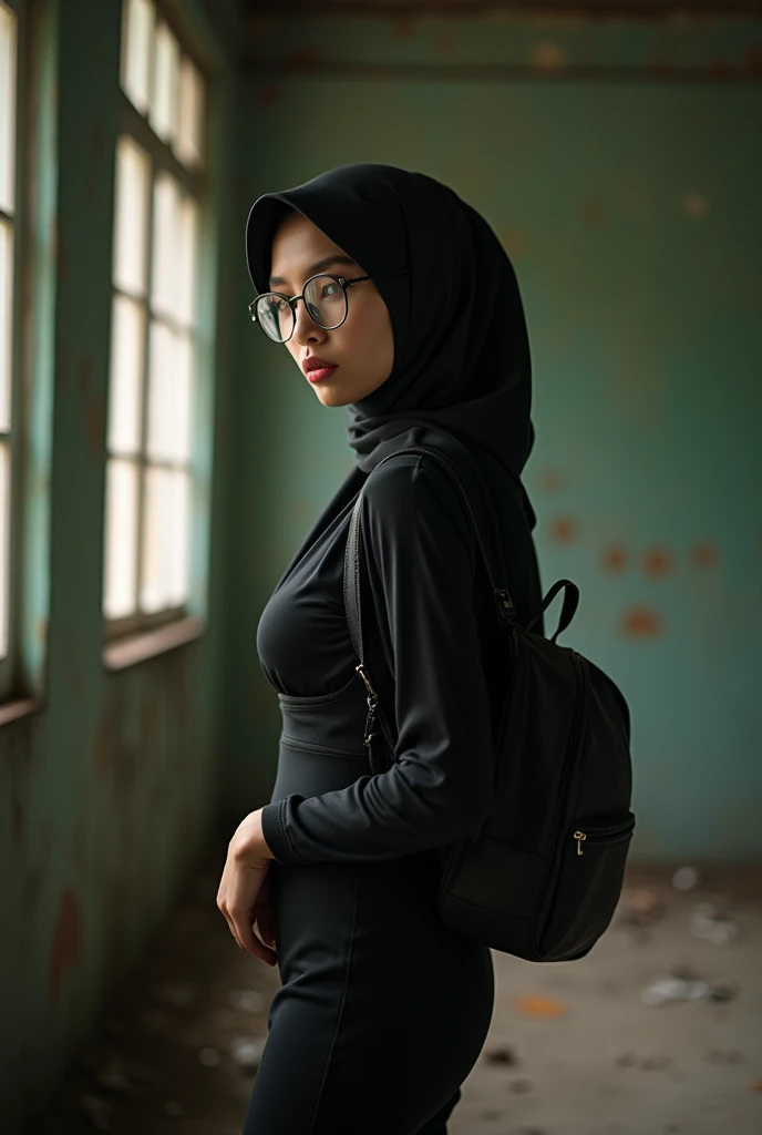 1girl, Single, Beautiful Face, عيون Realistic مفصلة عالية, Double eyelid, Realistic pupils in high detail, (On the body from head to waist:1.36), (Wear:1.37), (Islamic Hijab:1.37), Reading glasses, الجلوس Singleا على كرسي طويل, Amazing mosque garden wallpaper, the crown, Best quality, Masterpiece, High accuracy, Black and white Muslim women's dress, Beautiful Face, (On the body from head to waist:1.35), Tyndall effect, Realistic, Dark studio, Two-tone lighting, 8 k uhd, dslr, Soft lighting, High quality, Volumetric lighting, Clear., pic, High accuracy, 4K, 8 k, sad, (فتاة Realistic للغاية), (clarification), (High accuracy), (Very detailed), (best clarification), (beautiful Detailed eyes), (Best quality), (Very detailed), (Masterpiece), (Wall paper), (Realistic), (Natural light), (Edge lighting), (Detailed face), (Highly detailed realistic face texture), (Anatomically correct), (Contrasting eyes), (Detailed eyes), (Radiant eye), (Dynamic mode), (Cover your hair completely with a hijab:1.35), Looking at the viewer