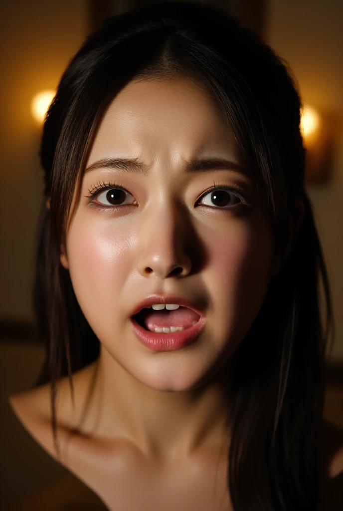 beautiful japanese actress、1 girl,debris flies,,award winning photos, very detailed,face focus, double big eyes(woman with open mouth and closed eyes ), 18-year-old、black hair、shiny skin、(((close up of face)))、realistic nostrils、elongated nasal cavity,、Small toilet,squat、((white collared shirt))、big breasts、(sharp nose)frown performance:1.4,,performance,frown,please raise your head、Skin shiny with sweat,Oily facial skin,tied hair,Crouching female teacher,、squat、50 degree hot room、Skin shiny with sweat、wet transparent fabric,Sweaty all over my face,Face enduring severe pain、screaming face,Open your mouth wide and scream,public toilet,toilet bowl,bust chart,Upper body