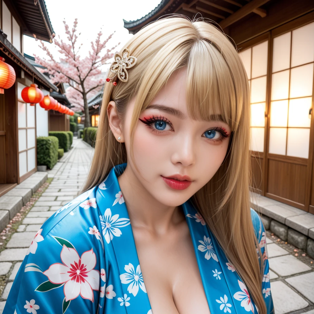 Portrait of a beautiful empress, Blonde, Perfect Blue Eyes, wonderful, An incredibly impressive large Christmas headpiece, Clothing Santa Robe, All about Christmas, snow, Symmetric, Dramatic studio lighting, Rococo, Baroque, green, Asian, Hyperrealism, Fantasy, Complex, elegant, Very detailed, Digital Painting, Art Station, Octane Rendering, Concept Art, mat, Sharp focus、(8k、Highest quality、masterpiece、 Ultra-high resolution)、(Headshot closeup:1.4)、1girl、cute、Idol face、Baby Face、(slim、Flat Body:1.34)、
