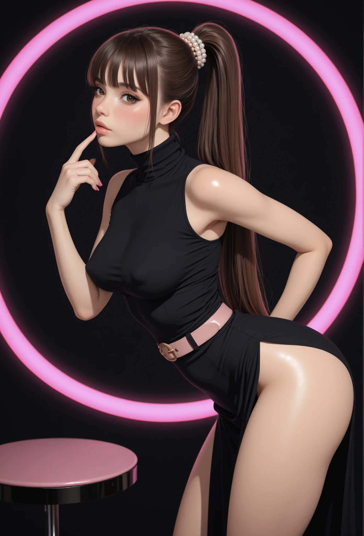 masterpiece:1.2, best quality), Practical, (The real situation, Intricate details, Depth of Field), (1 Girl, Solitary), cosmetic, Open your mouth, Very detailed, Perfect face,
(Huge breasts:1.8), (Skin Indentation), Thick thighs, Wide hips, The waist, High target, Glossy coral lips,
(Honey Blonde Hair with Double Ponytails:1.2), (Beautiful bright coral orange eyes), 
Sexy, blush, Large-scale lysis, Disproportionate , Sagging breasts, Queen, crown