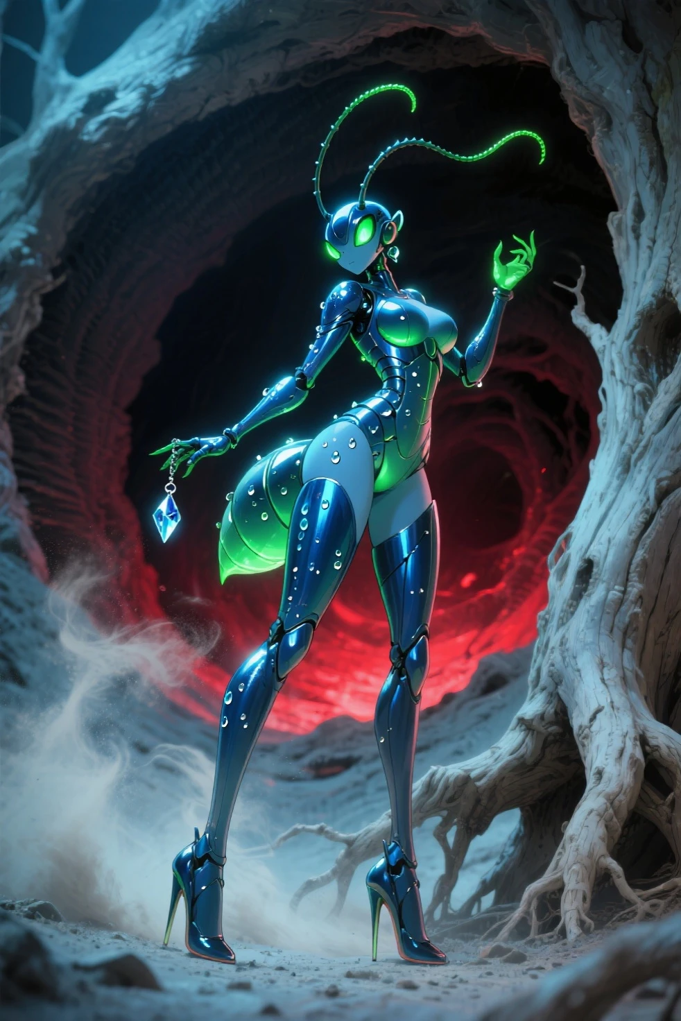 ((full body):1.5), {(Princess Zelda)}, is wearing {she is wearing a ((black futuristic outfit with gold parts))}, {she has (((very short blue mohawk hair, green eyes))), she has ((extremely giant breasts))}, she is looking at the viewer, {((feather squeezing))}, ((she is doing erotic poses))}, {Background: (((in a cave full of slimy aliens, and neon lamp lighting)))}. ((Super Metroid):1.2) 16k, high quality, high detail, UHD,