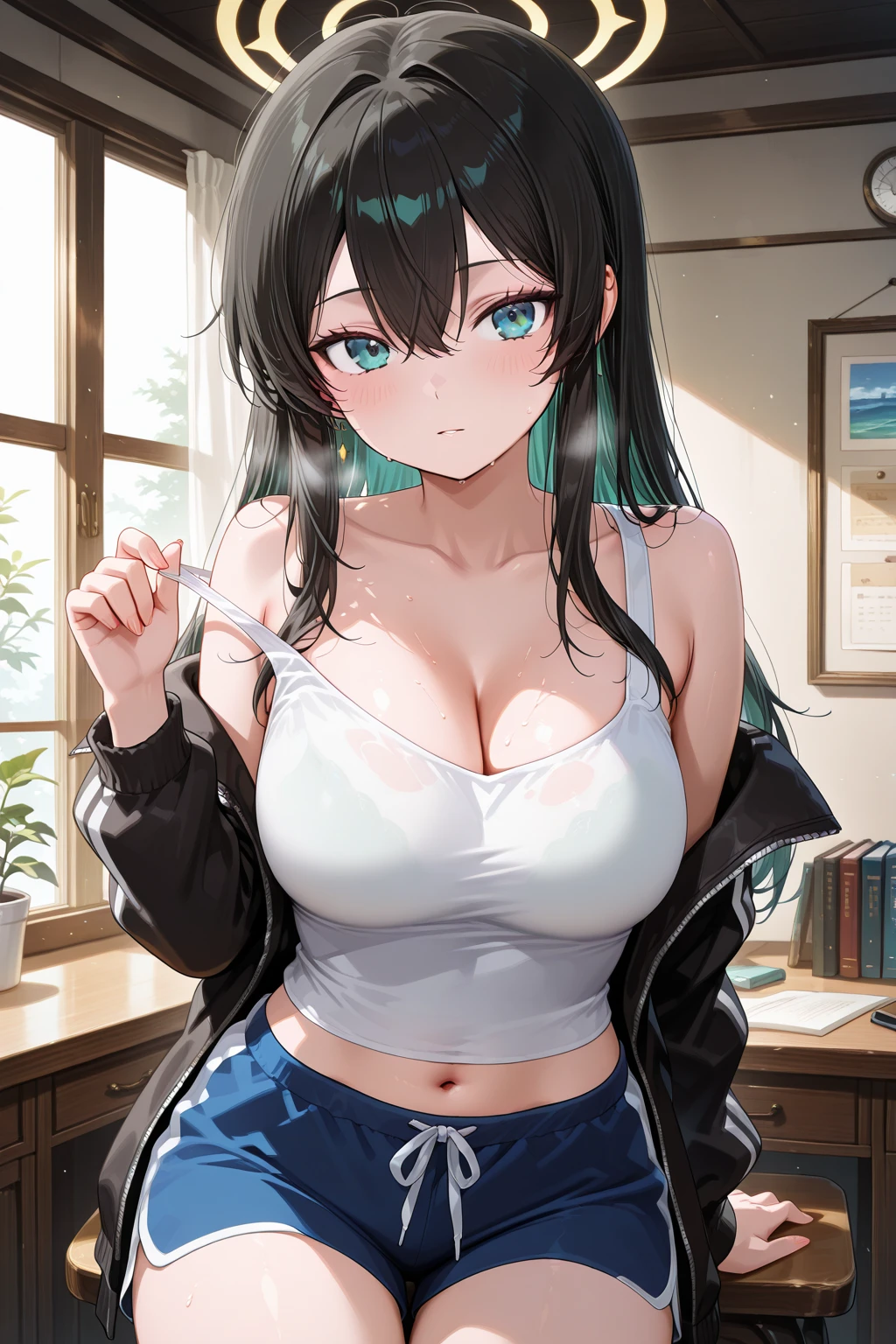 realisticlying、Female nipple、Wearing a ruffled miniskirt、T-shirt wearing、Angle from which you look up from your feet、Breasts slightly larger、Face smile、Face Real、realisitic、A sexy