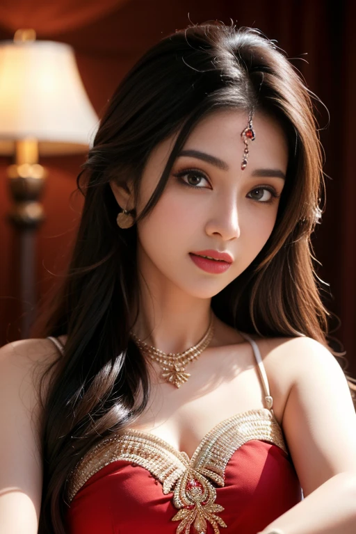 a full body image of a woman in a pink shirt posing for a picture, assamese aesthetic,sexy ,big boobs ,nipple troubwith lovely look, assamese, traditional beauty, with accurate face, in sunny weather, during sunset, background is heavenly, 30 years old woman, 3 0 years old woman, facebook post, wearing bihu dress mekhela sador