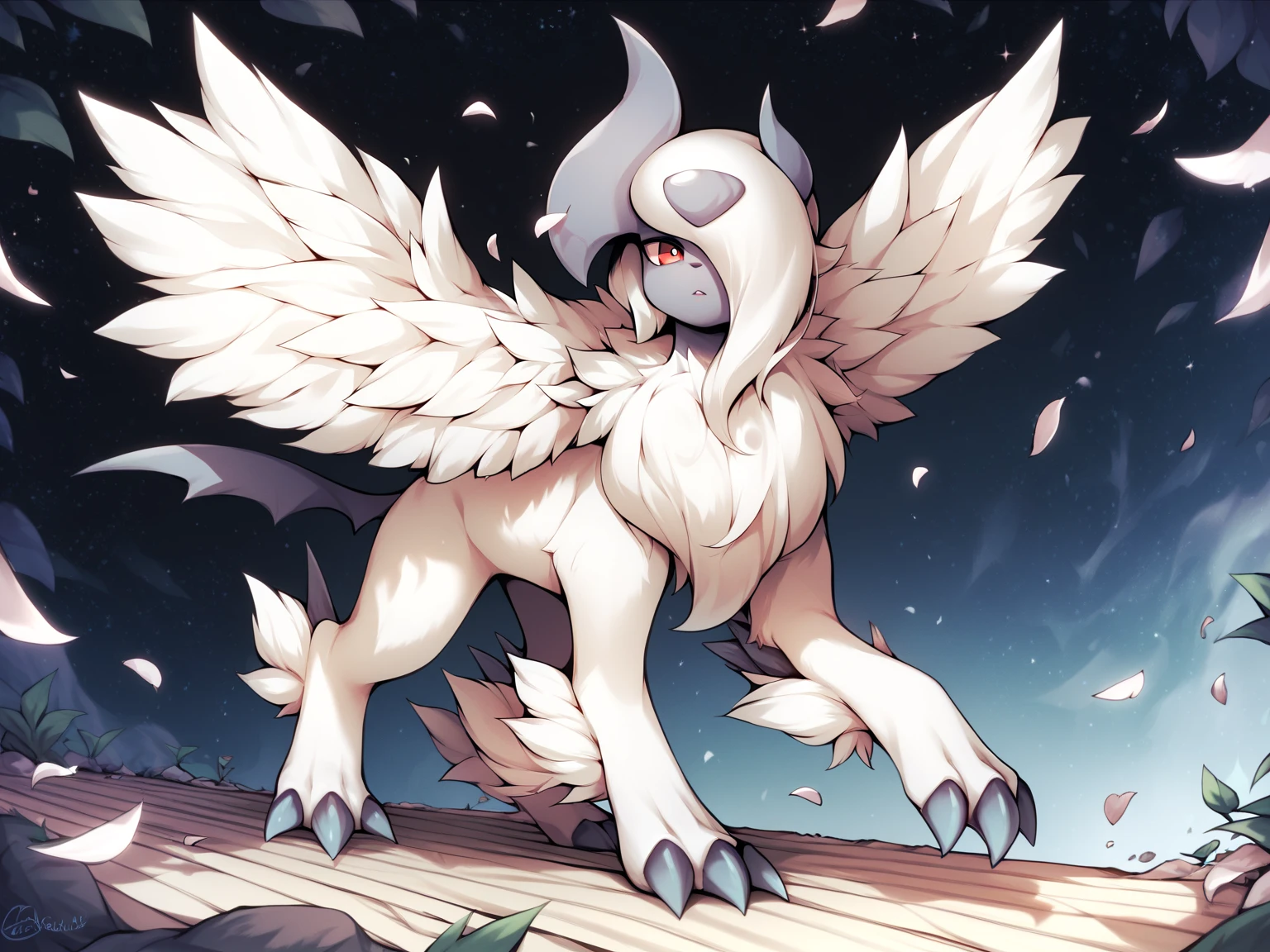 (Masterpiece, Best Quality, Highres:1.4), (anthro) Detailed, Intricate Details, 4K, (Pokémon), (jolteon), (furry) extremely detailed fur, red eyes, best quality, white hair. white style hair. tail. long tail, dark coat, (2 ears), good anatomy, looking at the viewer