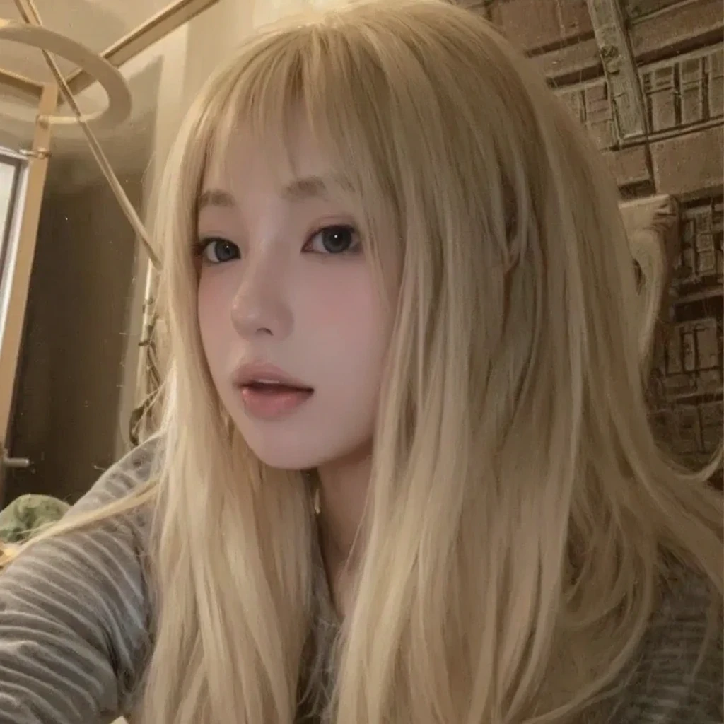 blond woman with long hair, naked, nude, erotic, sitting at a table, long hair with full bangs, with long blond hair, long strawberry - blond hair, Keekihime, long hair with bangs, Keekihime streamer, long blonde hair and big eyes, with long hair, the hime cut, pale fair skin,