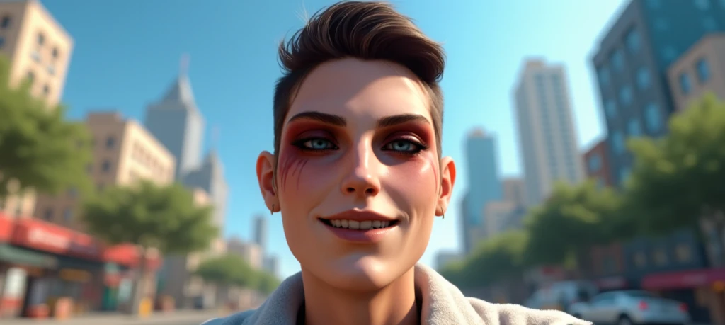 blonde haired boy with half black hair smiling, detailed teeth separation, cute expression, realistic portrait, photorealistic, 8k, best quality, masterpiece, detailed facial features, sharp focus, studio lighting, vivid colors, natural lighting