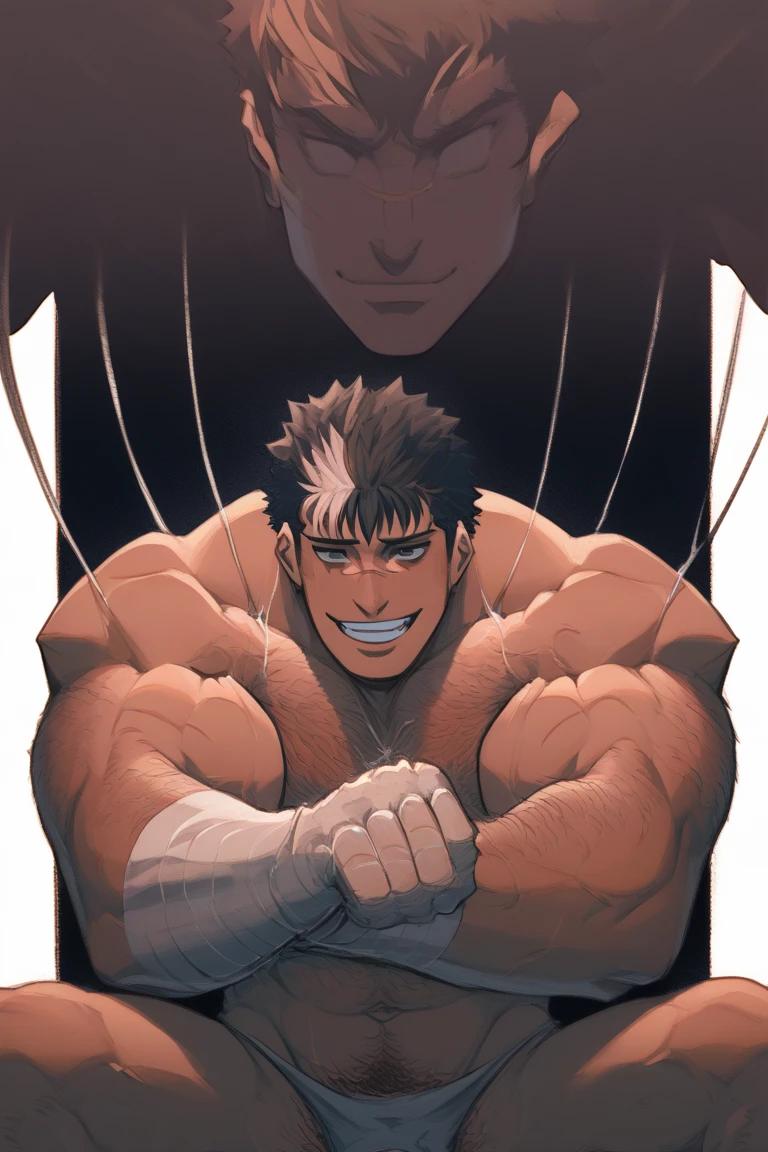 Katsuki Bakugo from My Hero Academia restraining Izuku Midoriya on the ground and putting a tinted visor over Midoriya's eyes as a hyper muscular brainwashed thrall in full body black shiny rubber latex gimp uniform staring blankly ahead with vapid expression repeating brainwashing mantras over and over again to turn Midoriya into another brainwashed thrall and affirm that they are nothing more than obedient minions to the villains. Hyper muscles. Hyper crotch bulge. Massive swollen pectorals. Thick glutes. Muscular thighs. Broad shoulders. Big traps. Massive biceps. Massive triceps. "I am a thug. I am a drone. I do not think. I obey masters' commands. My masters are villains. Thugs obey villains. Must obey villains. I obey villains. I am a thug. I am a drone...." IQ drain. hypnosis. Hypnotic trance. Hypnotized. Brainwashing. Entranced. Enthralled. Dumber and dumber. Programming. Subliminals. Conformity. Assimilation.