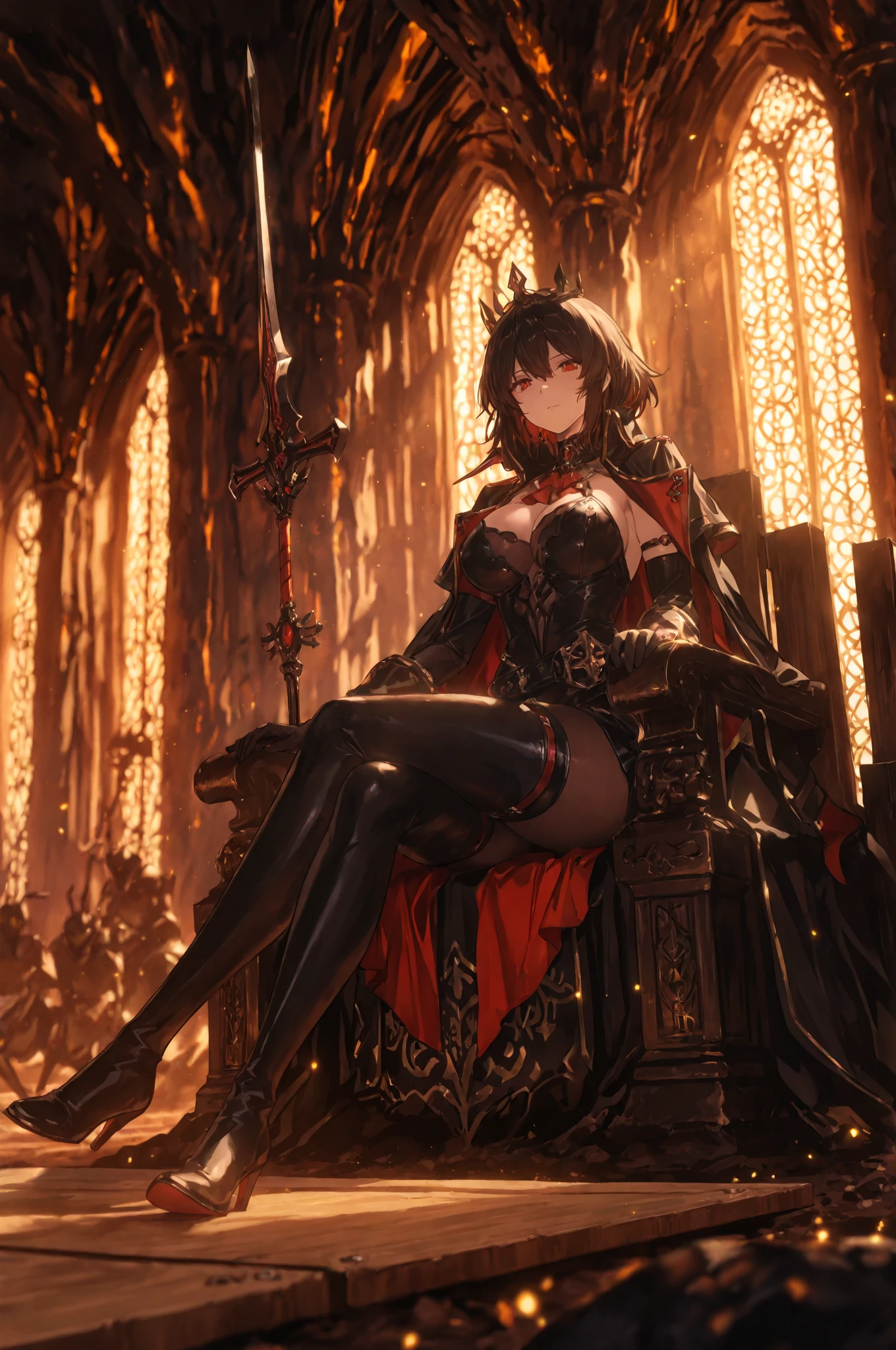 best qualityer，tmasterpiece，Ultimate resolution，downy，Extremely colorful，mature pretty woman，（Guillotine，decapitation）（Kneeling pose）（Point at you with your ass），Beauty severed head，Normal posture，Redlip，shackle，guillotine，behead，Collar，handcuff，Anklets，Normal posture