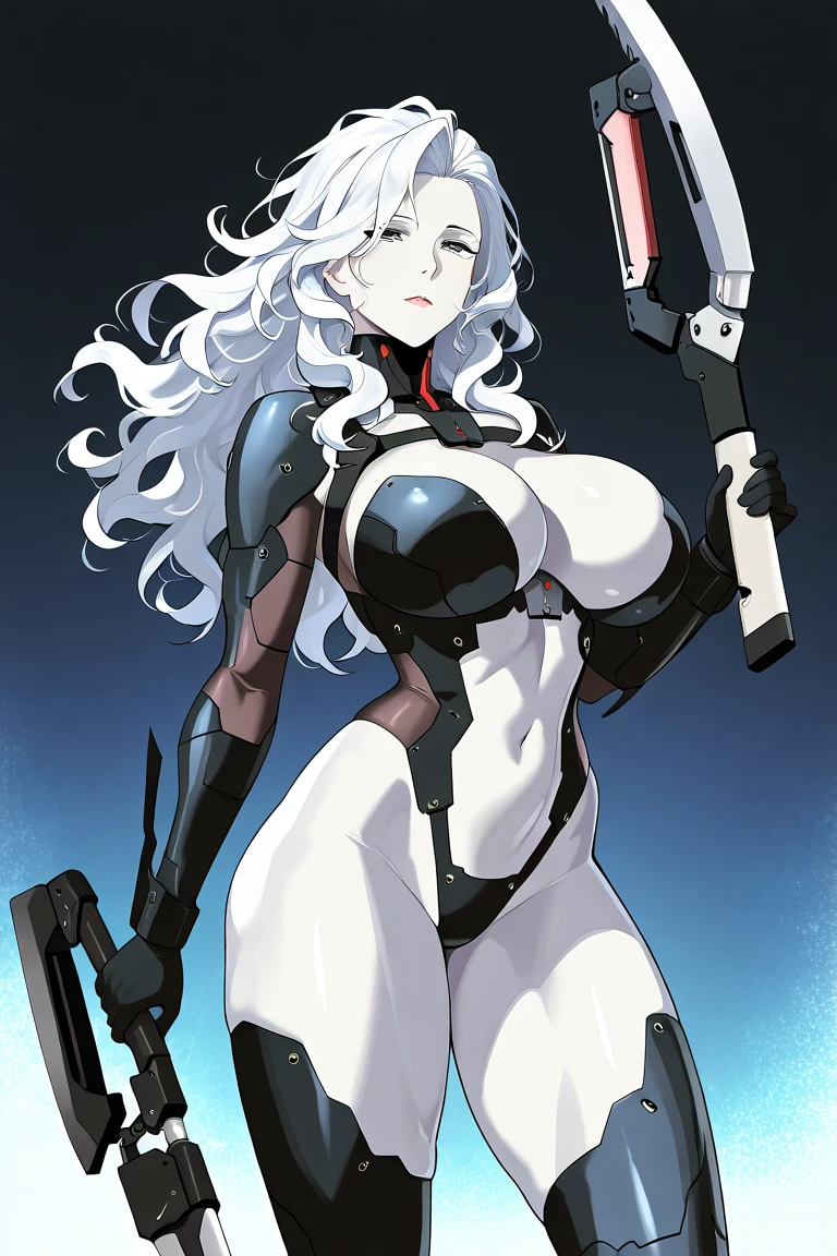 anime girl with big breasts posing naked in offwhite dress, muscular! offwhite, twintails offwhite_mitts, Biomechanical OPPAI, muscular girl, , asuka suit under clothes!, muscular!!, sww version, strongest pose, gynoid body, seductive anime girl, muscular!, thick, muscular!! Sci-fi, female action anime girl
