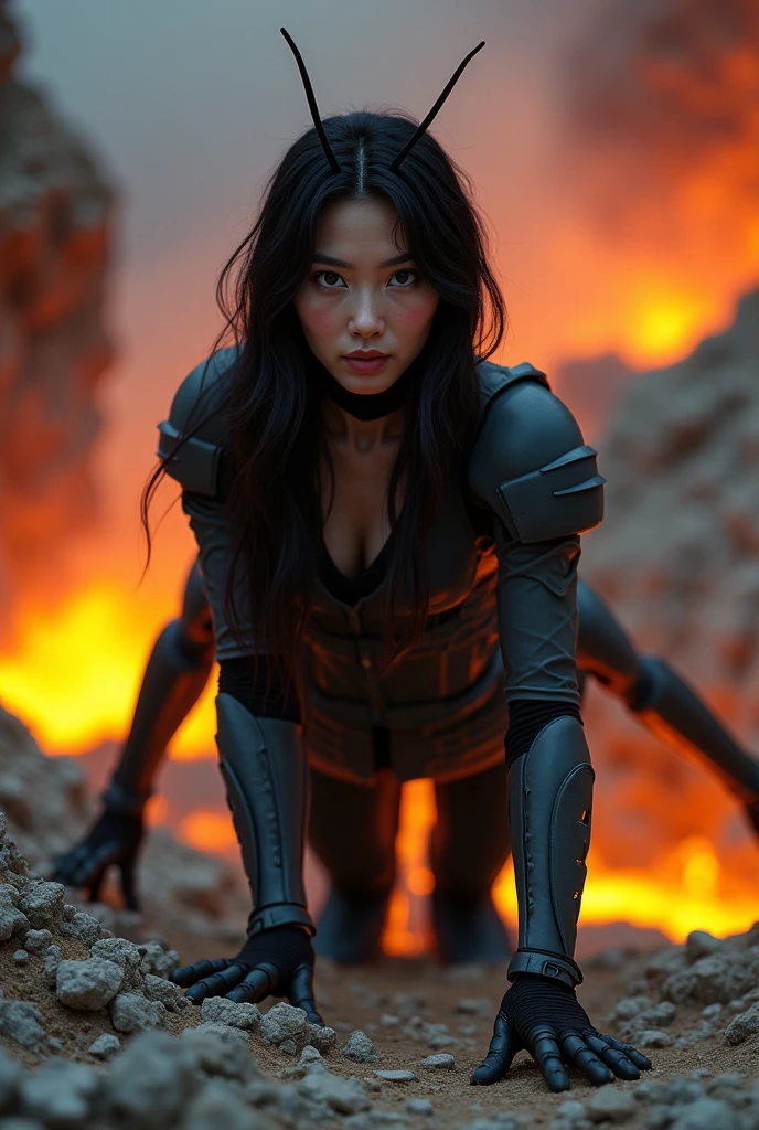 Ultra-realistic, aliens and humans fight fiercely, beautiful woman fights to the death, jumps out with heavy bleeding, red internal organs and brain are exposed from the head, female body is eaten by aliens, high image quality, 8K, 32K, F1.8