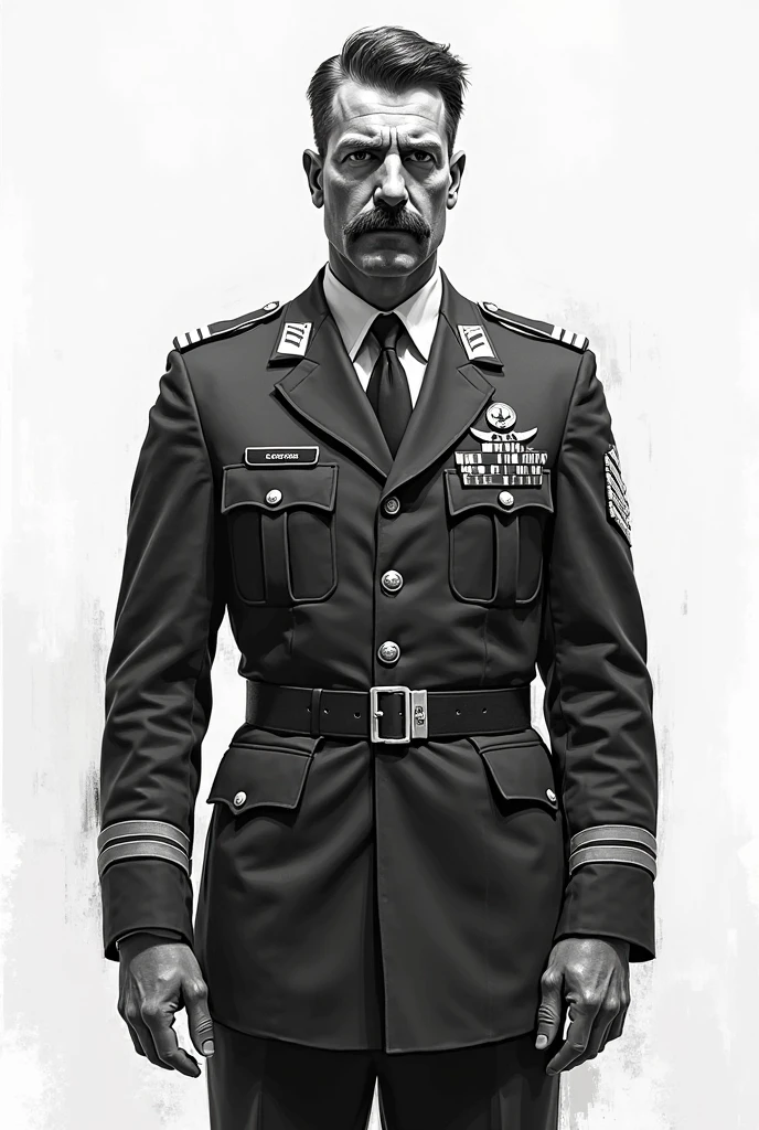 Police chief at 50 years old in black and white