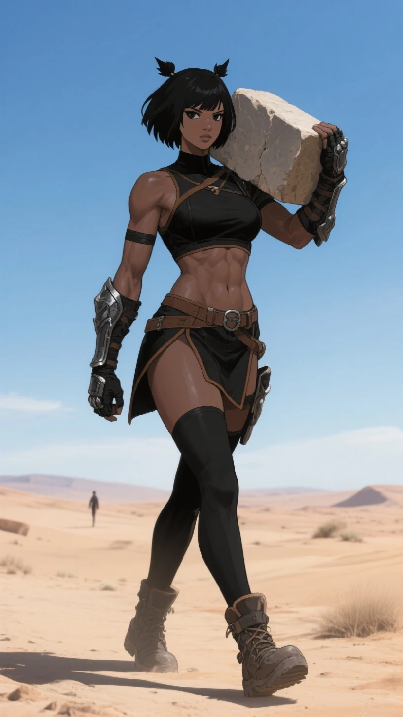 ((An attractive woman with black skin with curly hair, slim body)), ((witch rpg, showing belly, crotch, large breasts)), leather boots, rpg style, full body, standing in natural pose, transparent clothes, scenery of an abandoned and dark spaceship, GameStation style:1, ultra detailed, artstation, 4k resolution