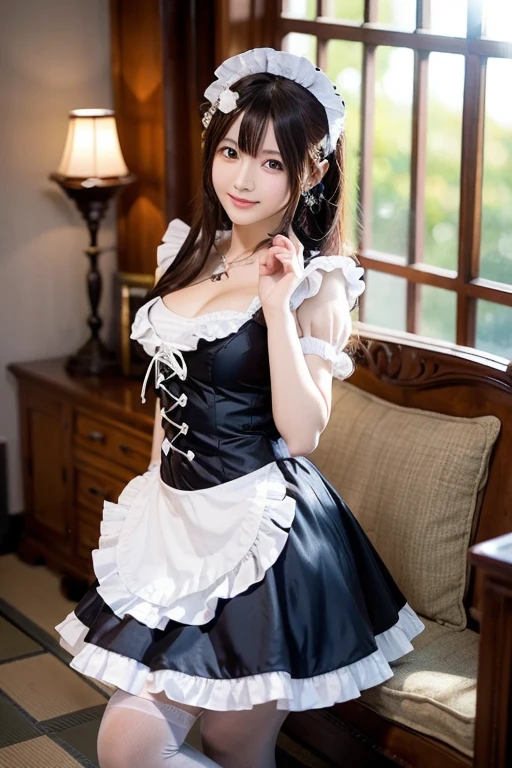 sexy stylish Spanish model, only 1 female, ((doll-like appearance)), full-body shot, ((detailed Mary Jane shoes)), beautiful smile, ultra detailed eyes, vivid eye makeup, lipgloss, long lashes, defined eyebrows, ((sexy Paradise Kiss cosplay)), bell-shaped skirt, petticoats, high neckline, puffed sleeves, (( ultra detailed lace)), ((ultra detailed embroidery)), intricate details, Paradise Kiss accessoires and matching headpiece, choker, ((large sparkling Paradise Kiss jewelry)), look at the camera, cinematic light, detailed large park background with trees