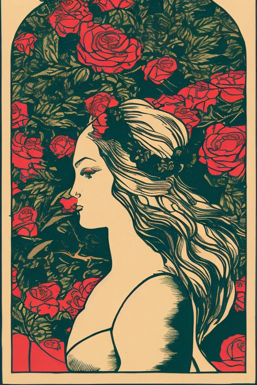Para a estampa da camiseta do Projeto A Provocadora, vamos imaginar uma obra que funde o simbolismo sombrio e sensual de "Madonna" of Edvard Munch with the literary cunning of Charles Baudelaire. The piece will present the enigmatic and seductive figure of Madonna, surrounded by an aura of mystery and temptation. Your gaze will be penetrating, evoking a complexity of emotions that flirts with the divine and the profane, reflecting Baudelaire's quote: "The devil's greatest trick is to persuade us that he does not exist." This image will be surrounded by symbolic elements that allude to duality and paradox, like flowers that bloom in the darkness, suggesting beauty amid decay. The color palette will be dominated by deep, rich tones, creating a dramatic contrast that captures the essence of both Munch's work and Baudelaire's writings, resulting in a provocative print that challenges perception and invites reflection.