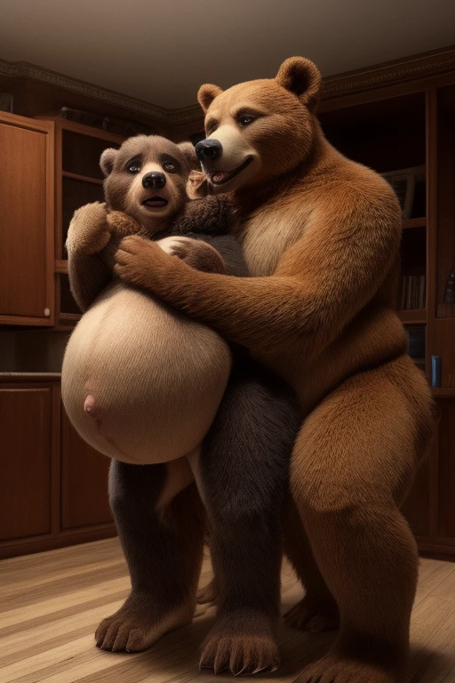 Scrappy-Rex, overweight male, nude, penis, big balls, 4k, 8k, detailed eyes, chubby belly, female Scooby Doo, sex, vaginal penetration, pussy, big breasts, from behind, non-con