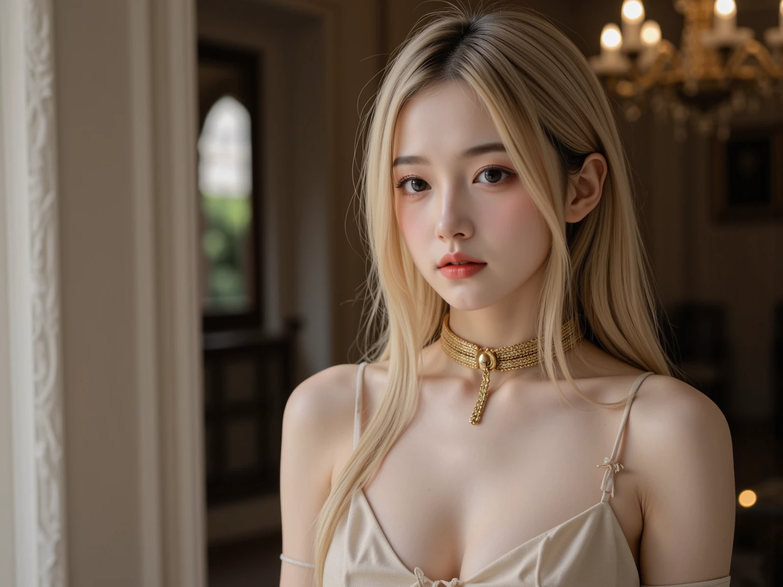 (masterpiece, best quality:1.5), (ultra detailed, high resolution, 8k, beautiful detailed, UHD, best anatomy), white hair, flat breasts, 1 very little elf, Shoddy and dirty clothes made from leftover scraps of cloth, slave, iron collar, submissive, expressionless, emotionless, no light in the eyes, monotone eyes